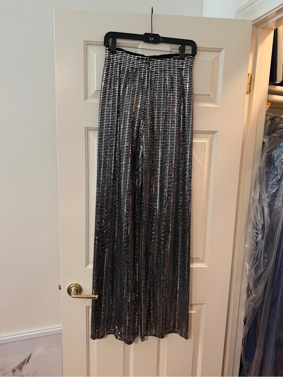 Alice + Olivia Pants - Alice + Olivia Black Metallic Stripe Wide-Leg Pants